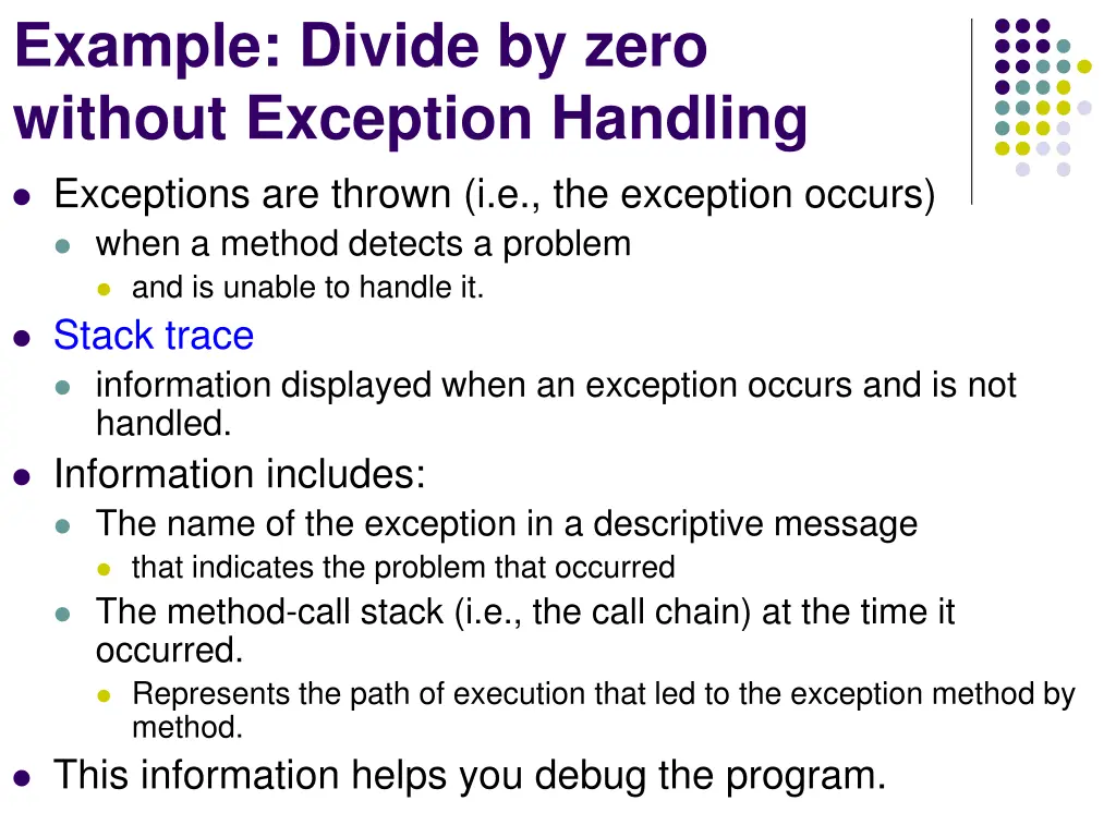 example divide by zero without exception handling