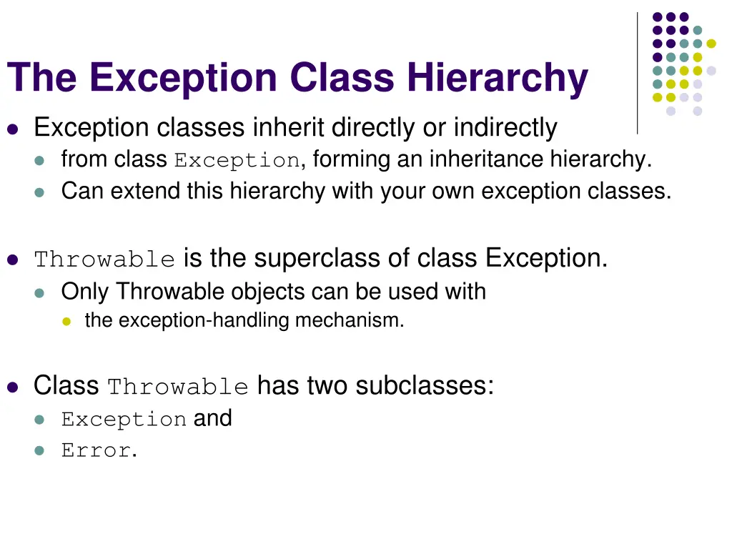 the exception class hierarchy 1