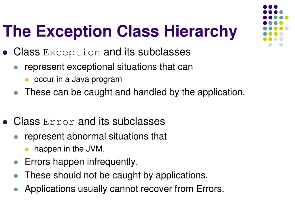 the exception class hierarchy 2