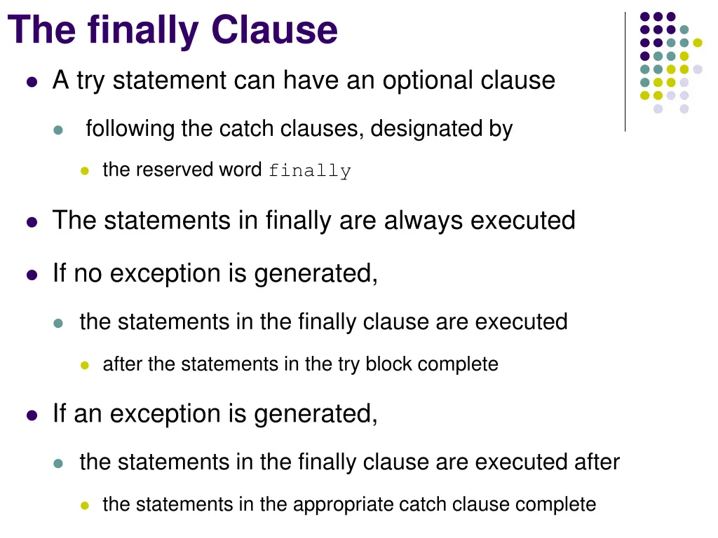 the finally clause