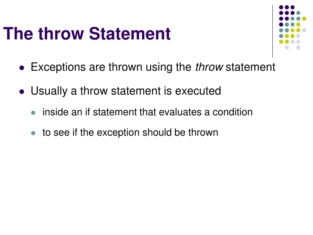 the throw statement
