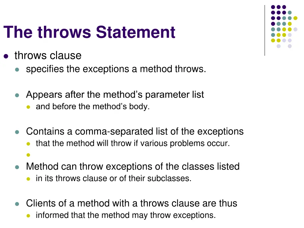 the throws statement