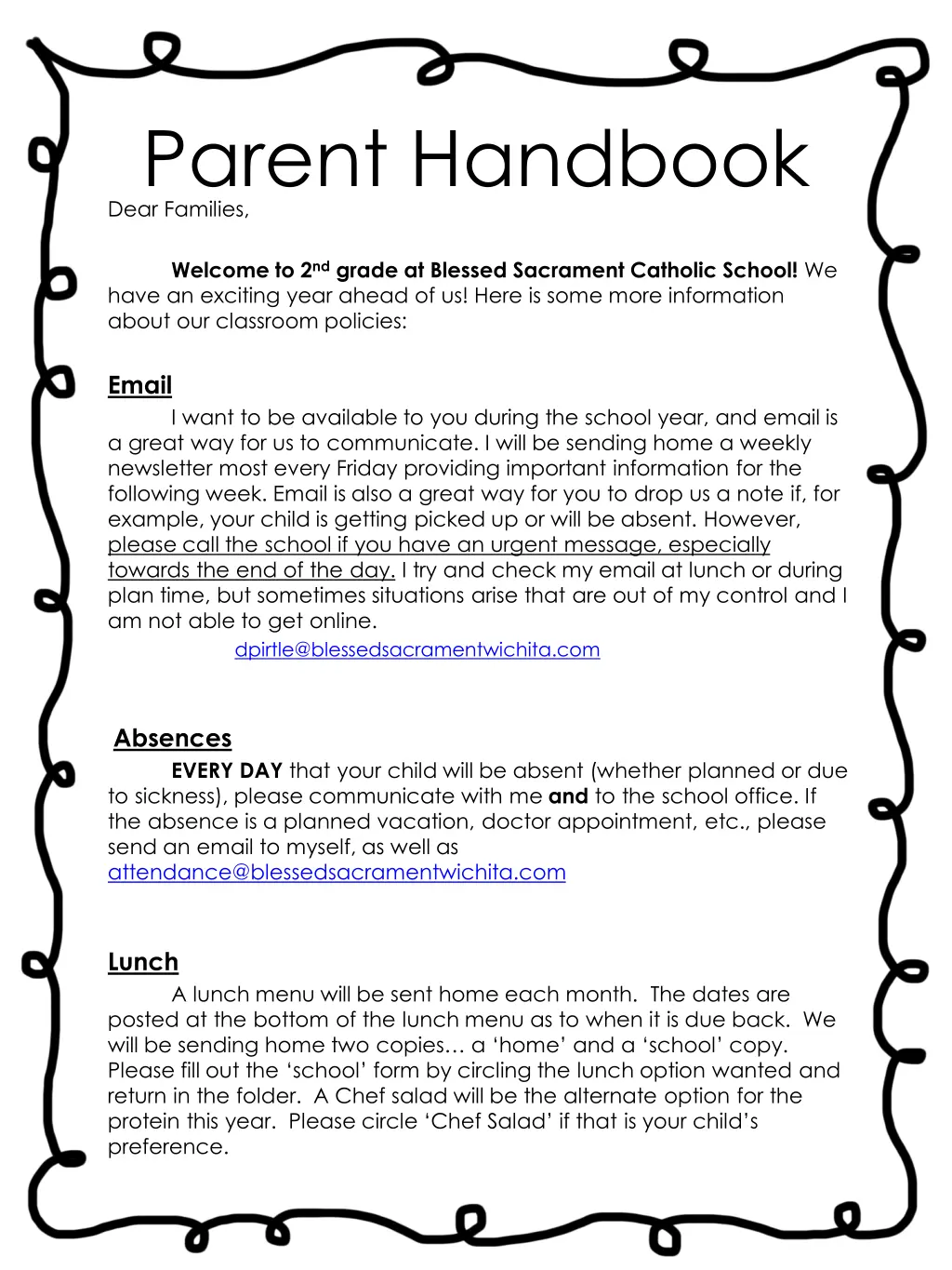 dear families parent handbook