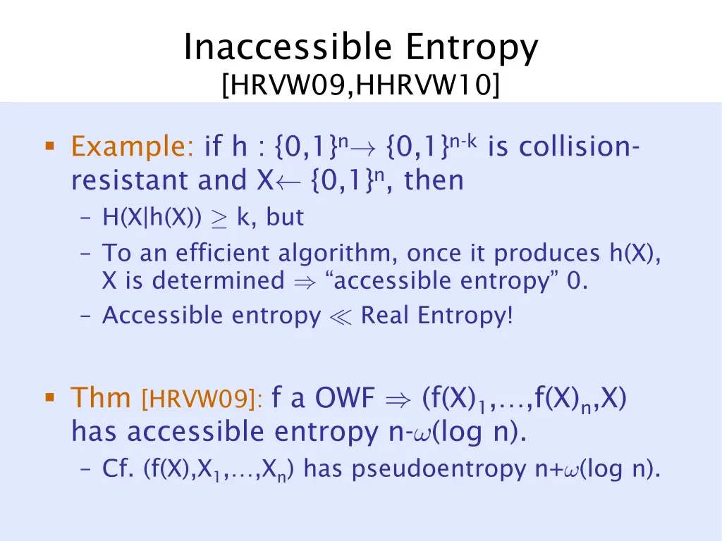 inaccessible entropy hrvw09 hhrvw10