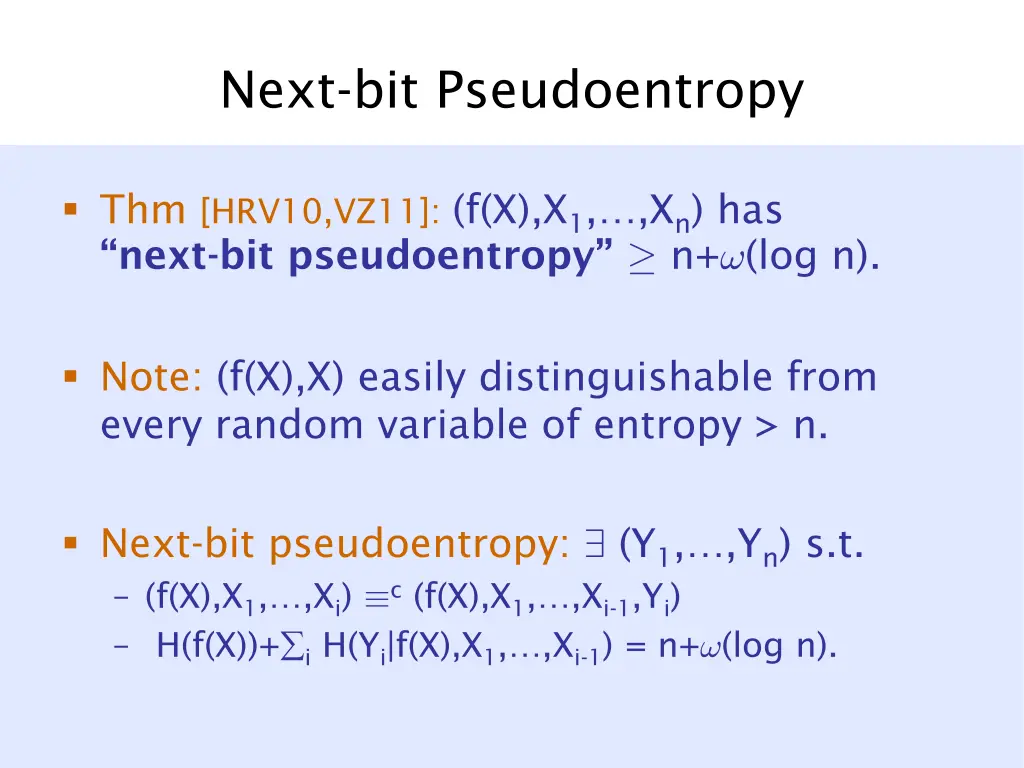 next bit pseudoentropy