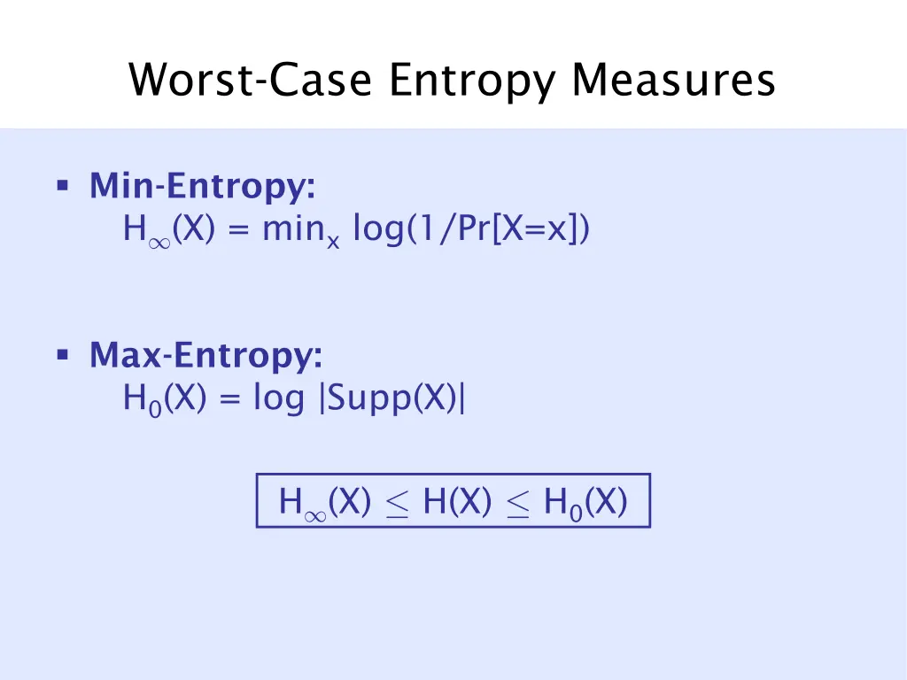worst case entropy measures