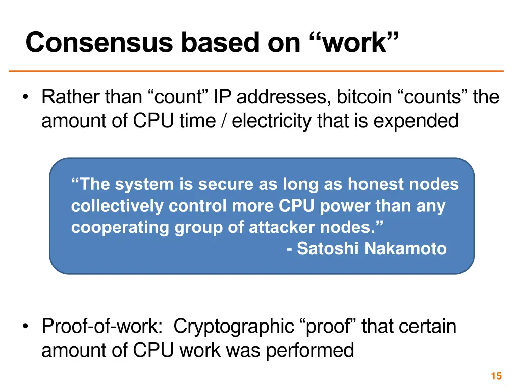 consensus based on work