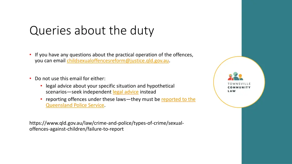 queries about the duty