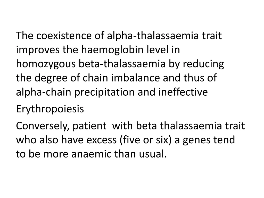 the coexistence of alpha thalassaemia trait