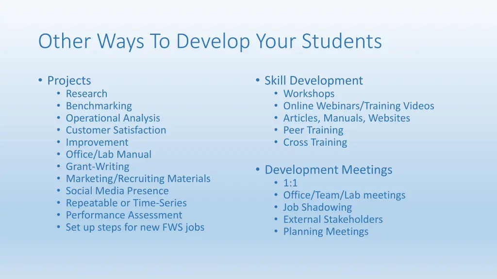 other ways to develop your students