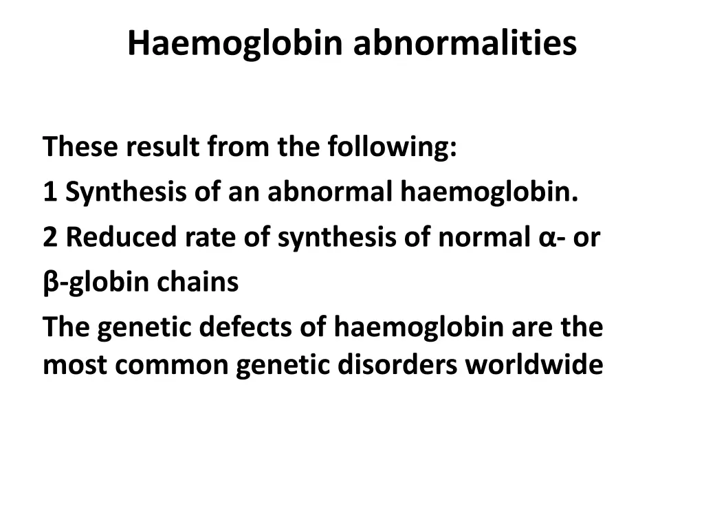 haemoglobin abnormalities