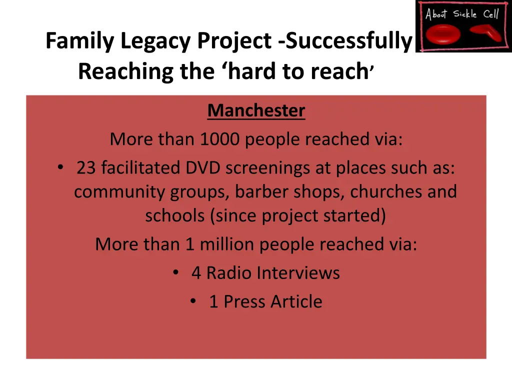 family legacy project successfully reaching 1