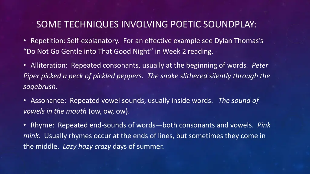some techniques involving poetic soundplay