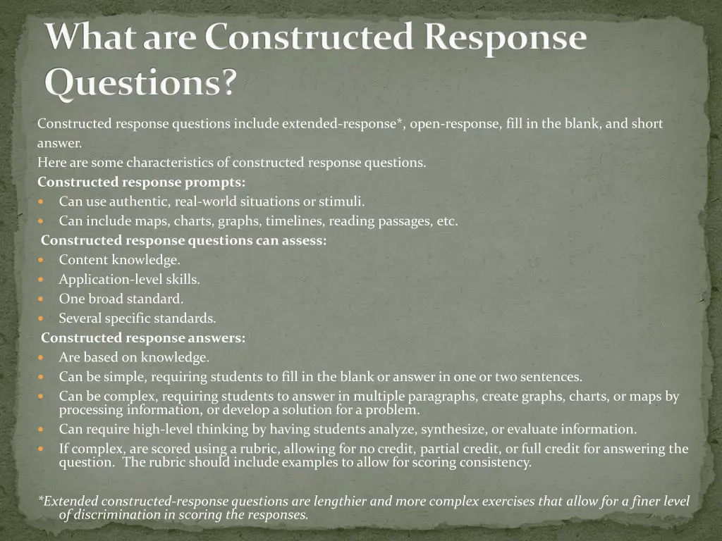 what are constructed response questions 1