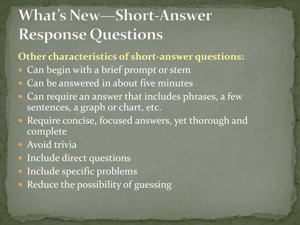 what s new short answer response questions 2