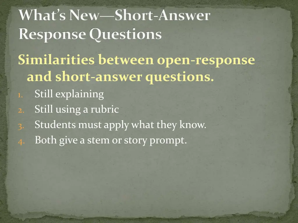 what s new short answer response questions 3