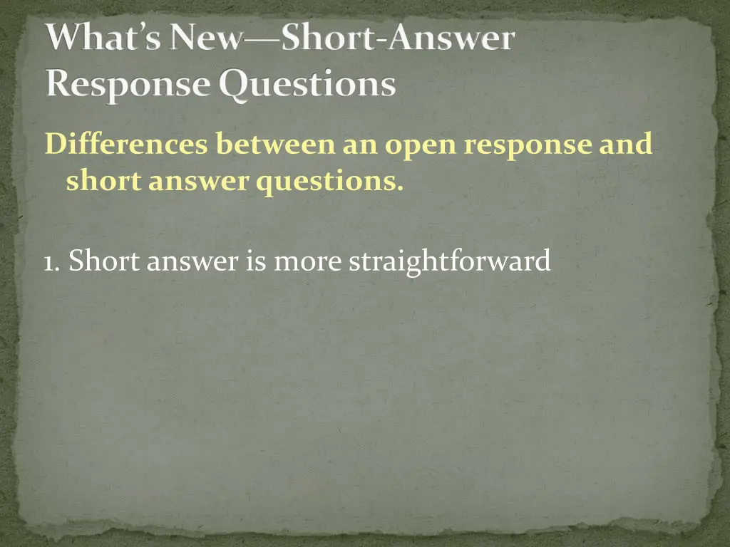 what s new short answer response questions 4
