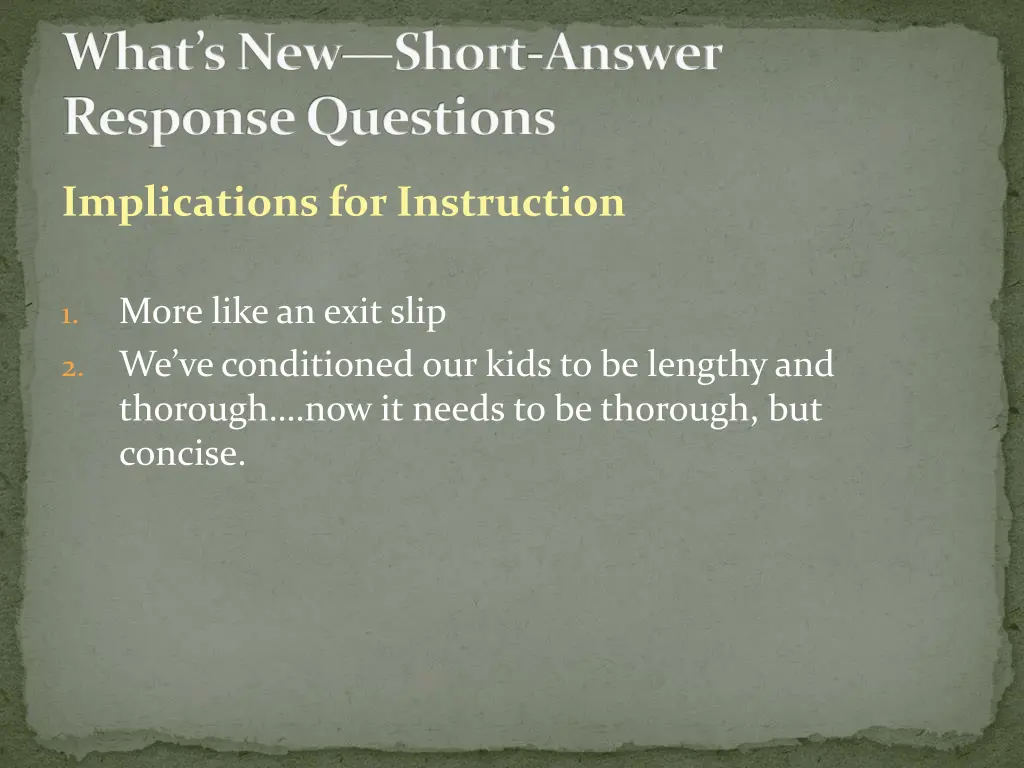 what s new short answer response questions 5