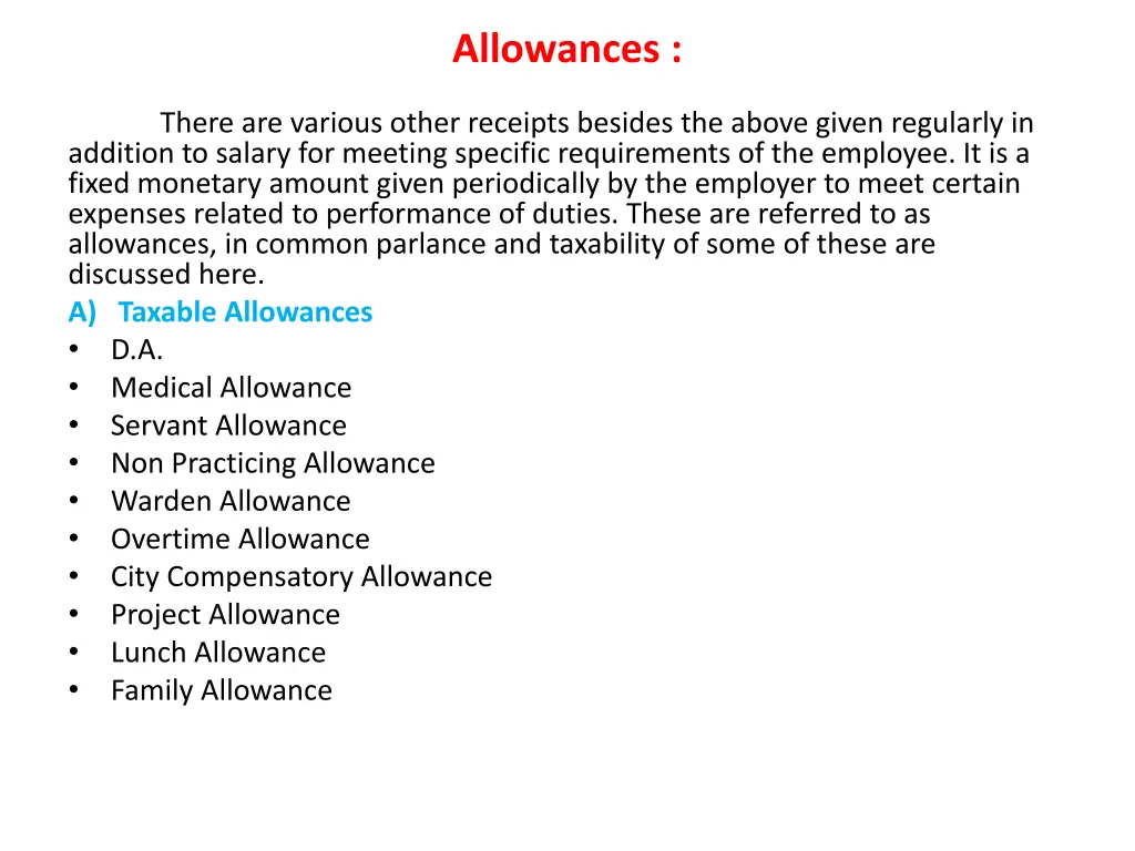 allowances