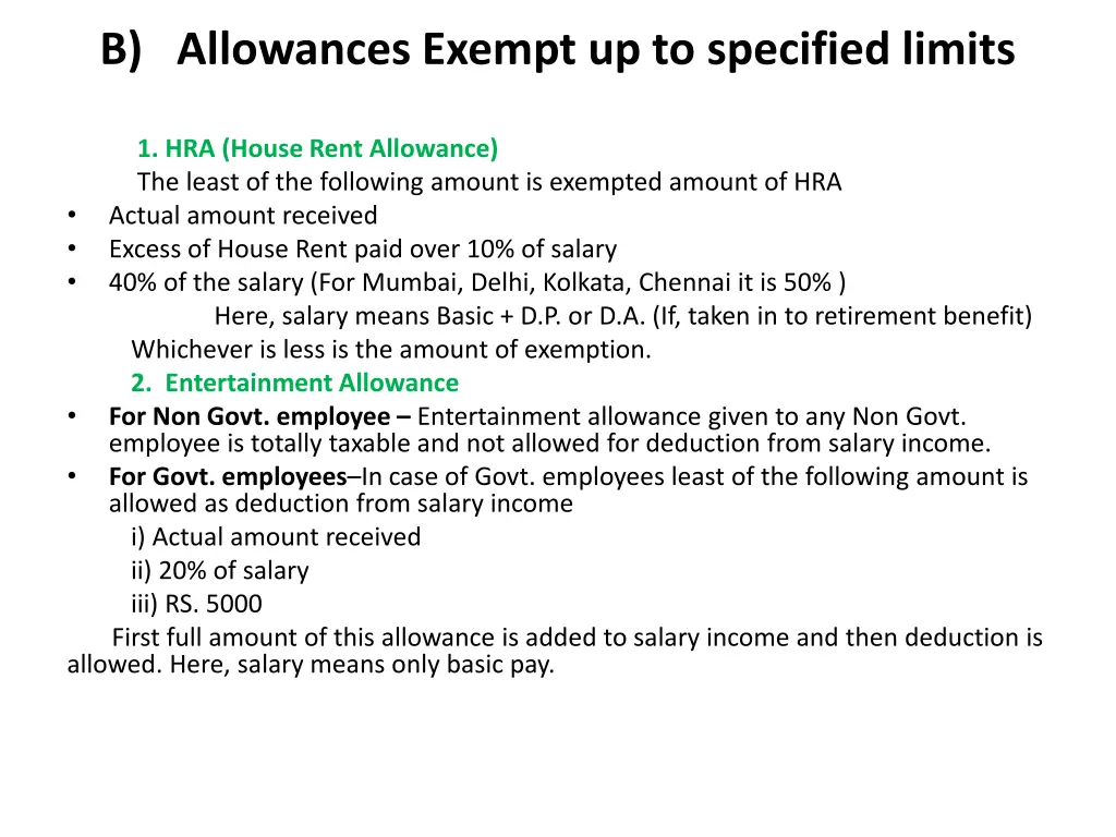 b allowances exempt up to specified limits