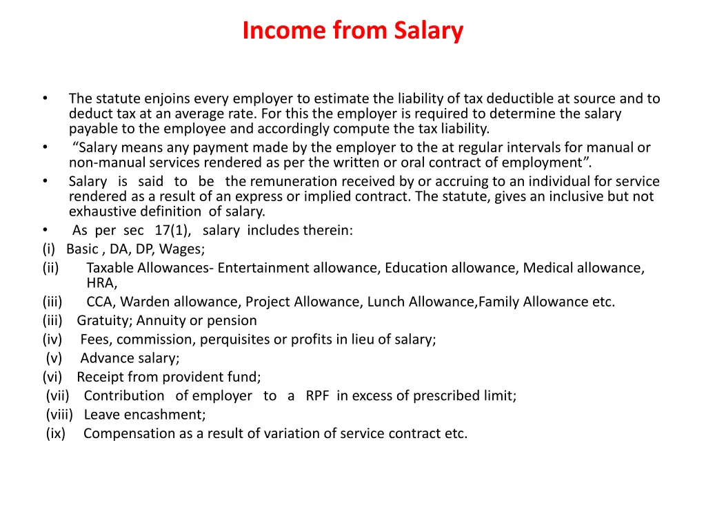 income from salary