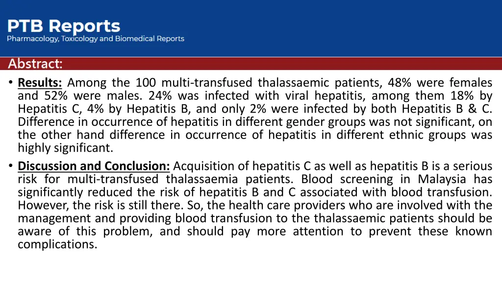 results among the 100 multi transfused