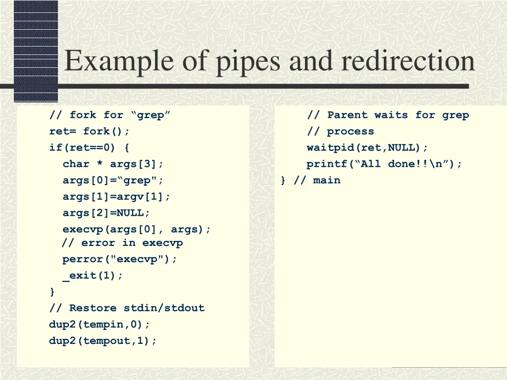 example of pipes and redirection 2