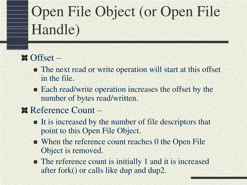 open file object or open file handle 1