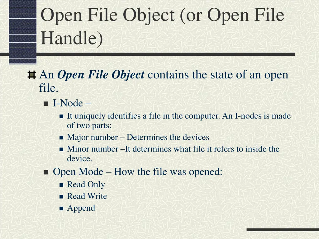 open file object or open file handle