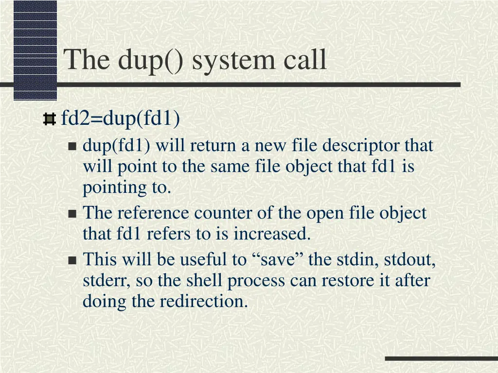 the dup system call