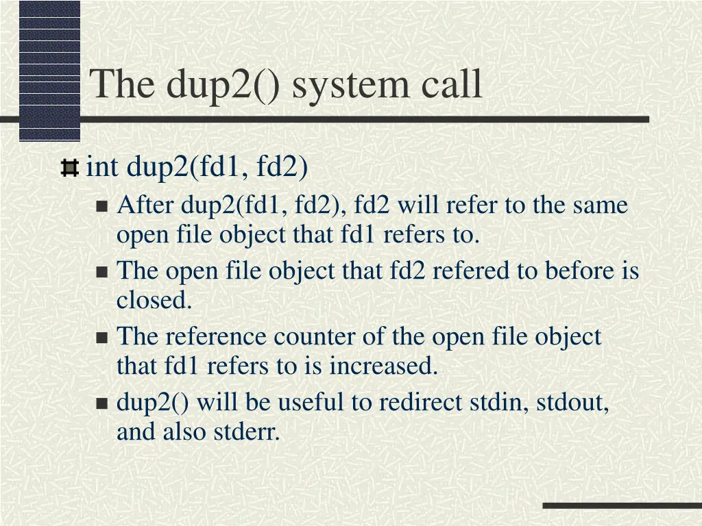 the dup2 system call