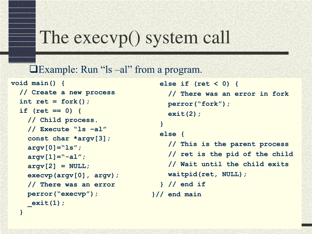 the execvp system call 1