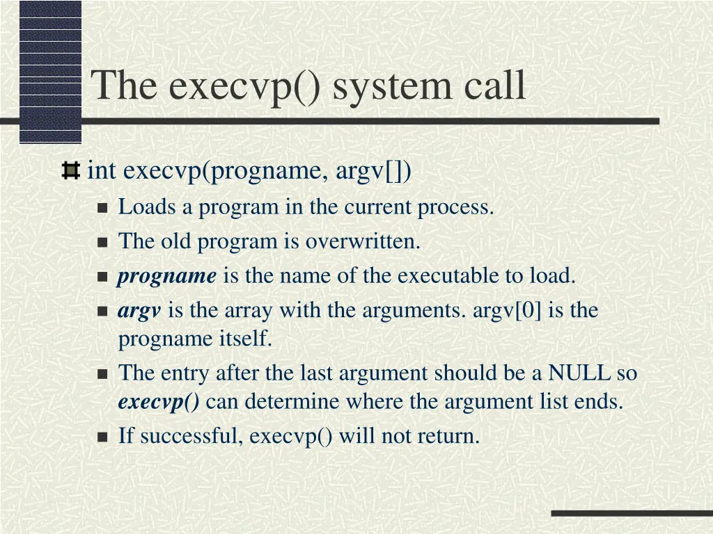 the execvp system call