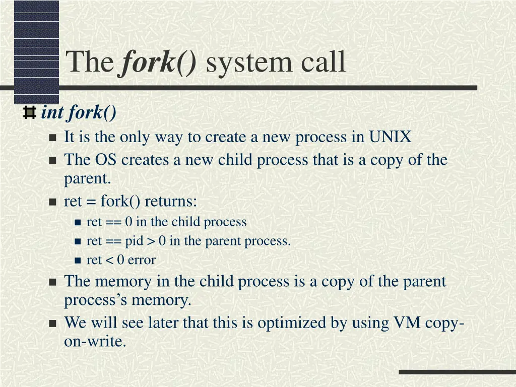 the fork system call