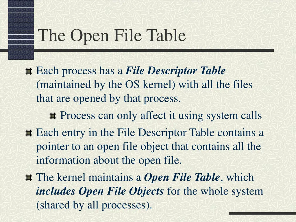 the open file table