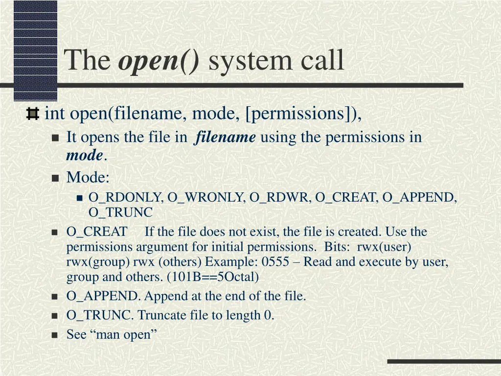 the open system call