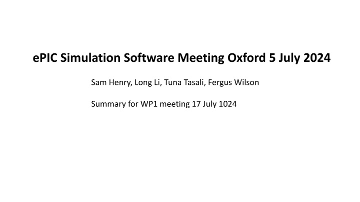 epic simulation software meeting oxford 5 july