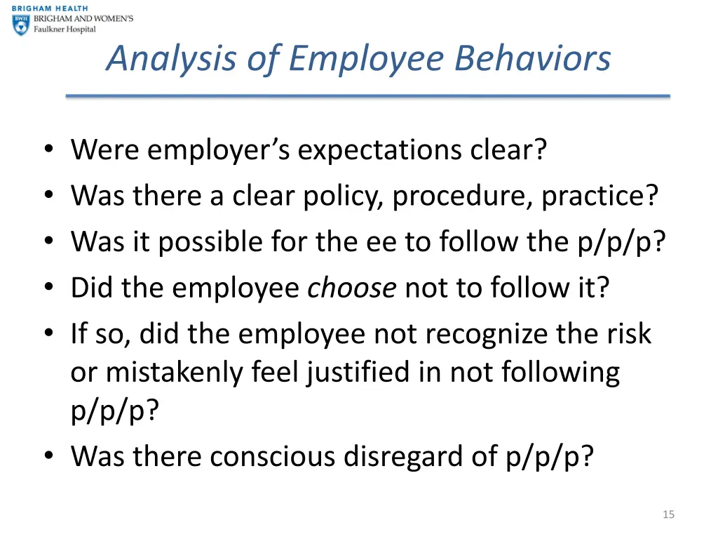 analysis of employee behaviors