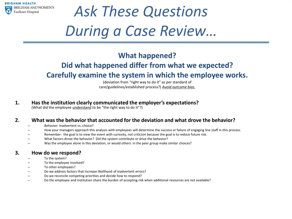 ask these questions during a case review