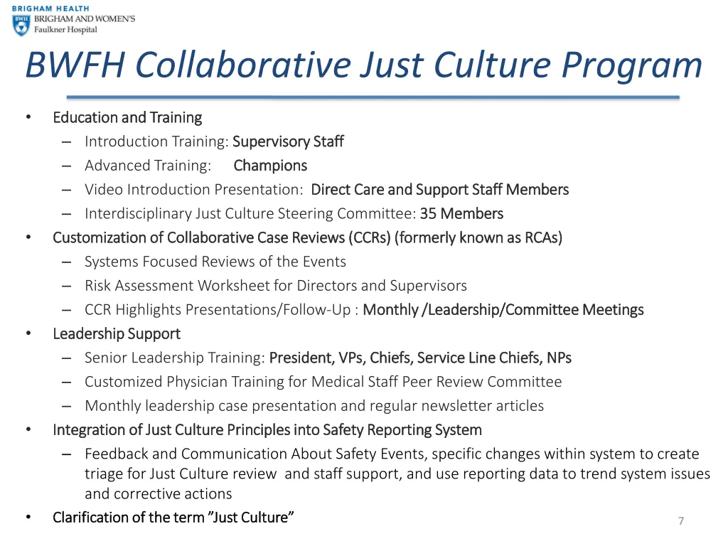 bwfh collaborative just culture program
