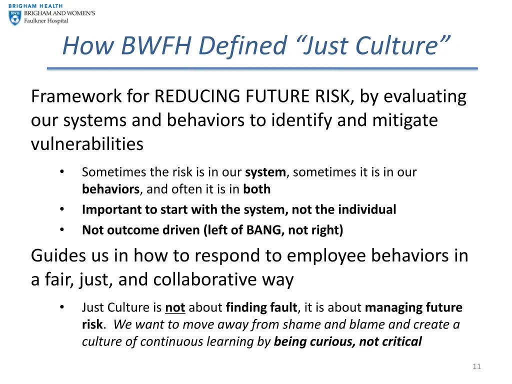 how bwfh defined just culture