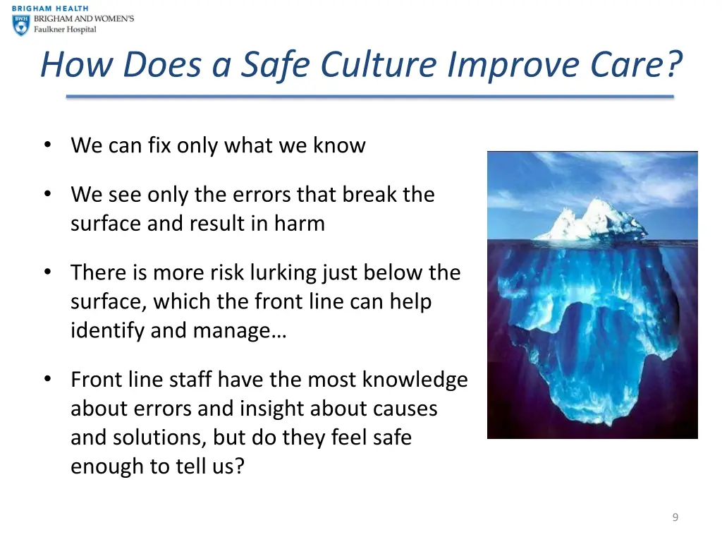 how does a safe culture improve care