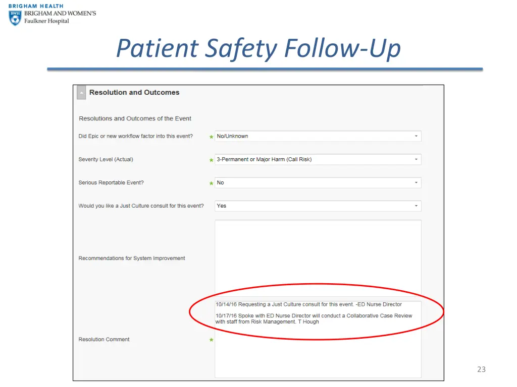 patient safety follow up
