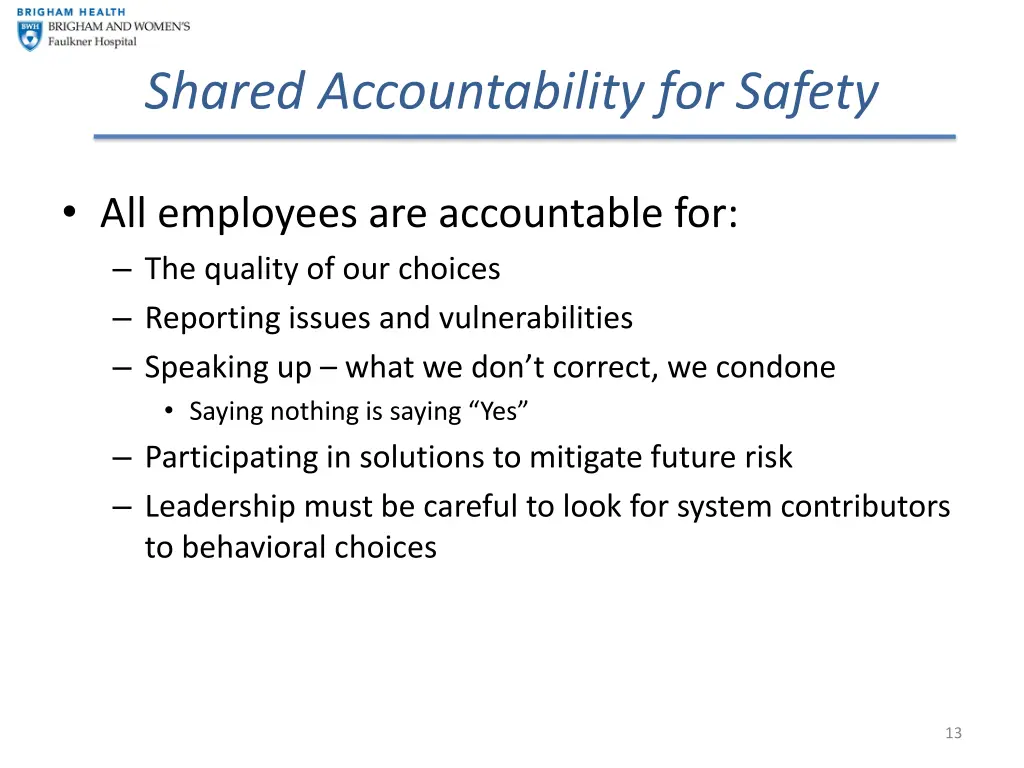 shared accountability for safety