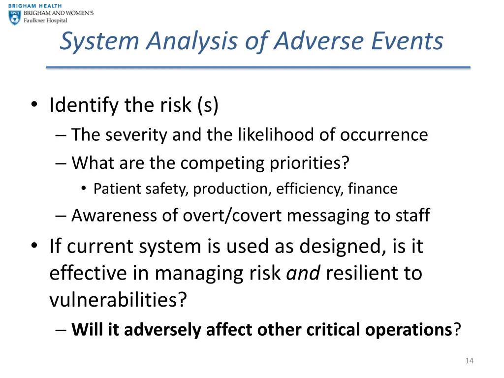system analysis of adverse events