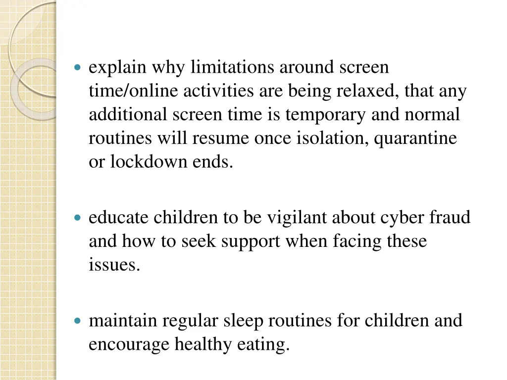 explain why limitations around screen time online