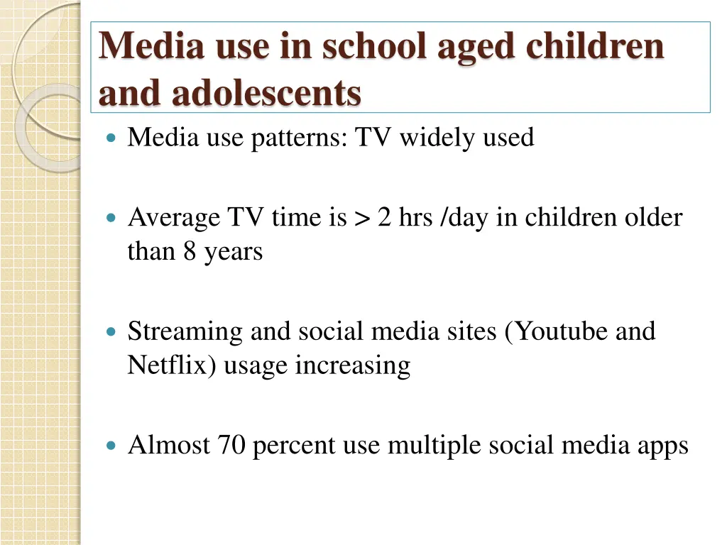 media use in school aged children and adolescents
