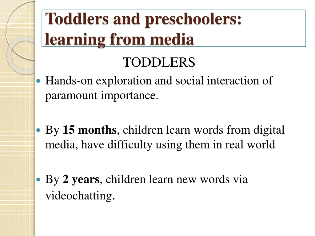 toddlers and preschoolers learning from media