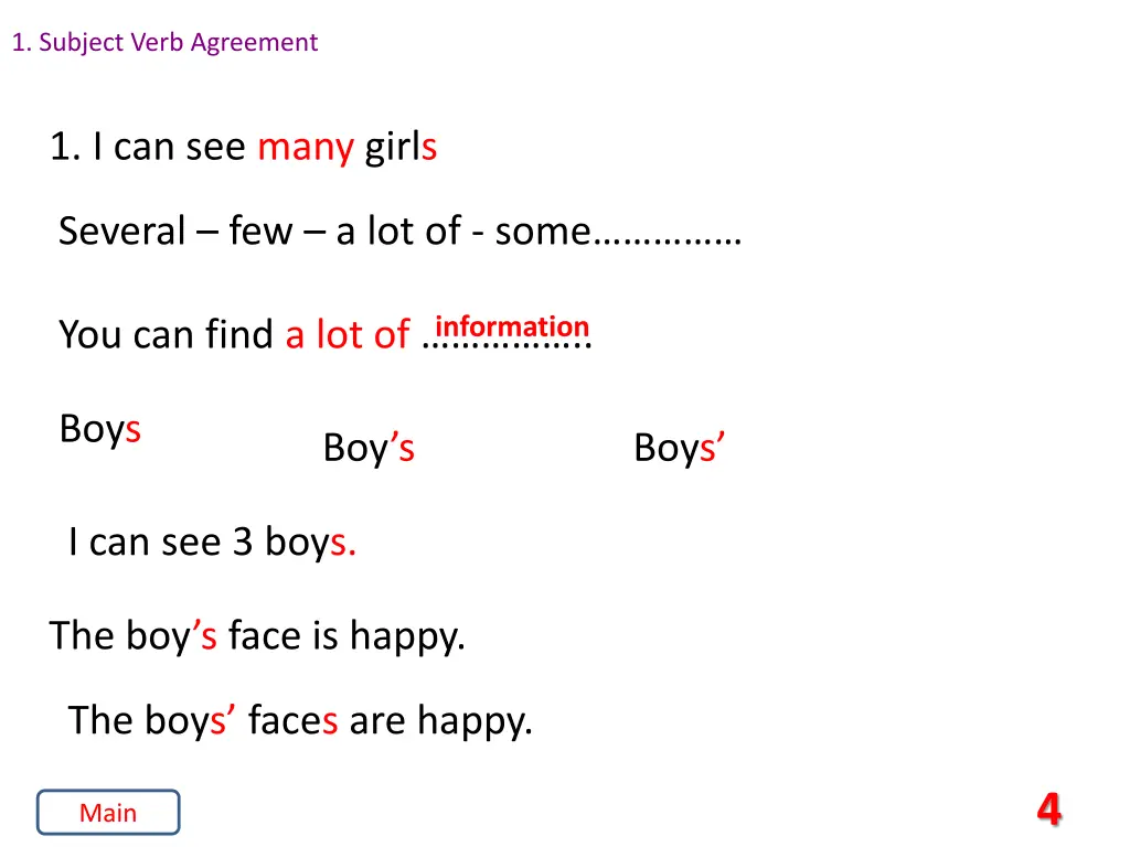 1 subject verb agreement 2