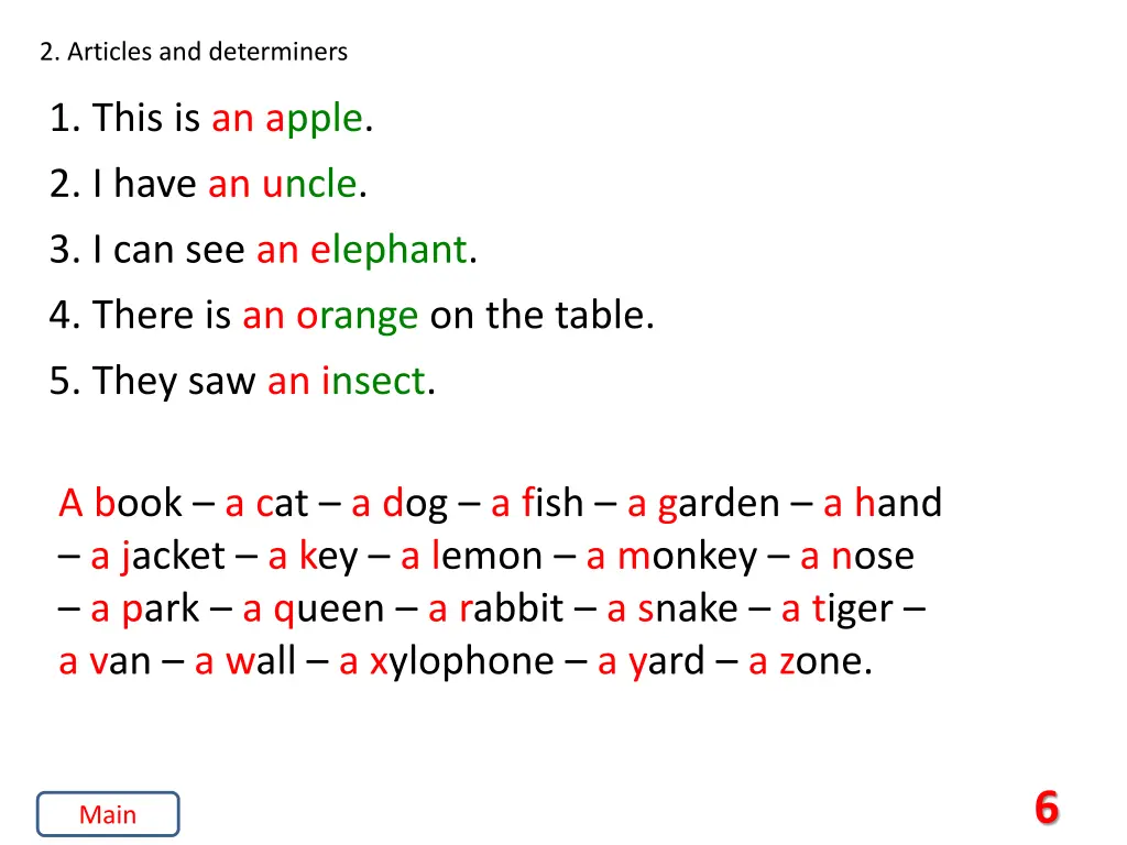 2 articles and determiners